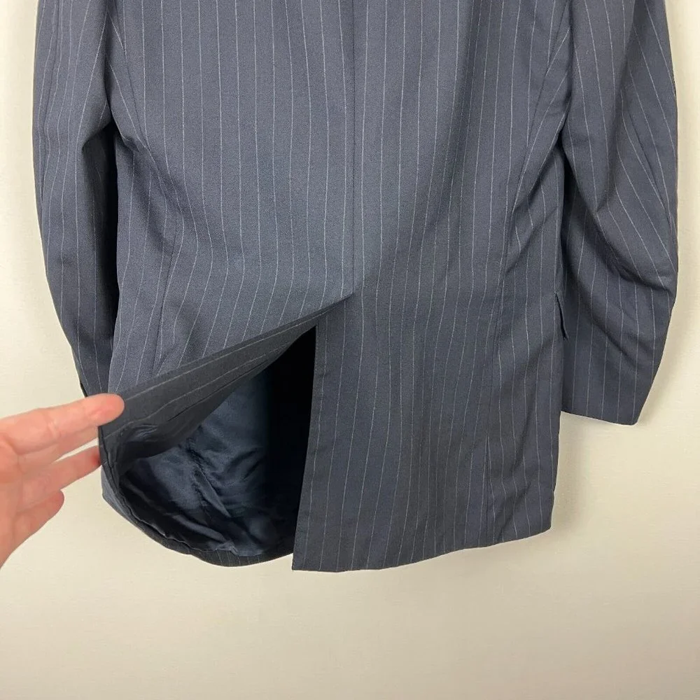 Brooks Brothers Blazer Jacket Sport Coat Mens 41L Blue Pinstripe Wool Brooksease
